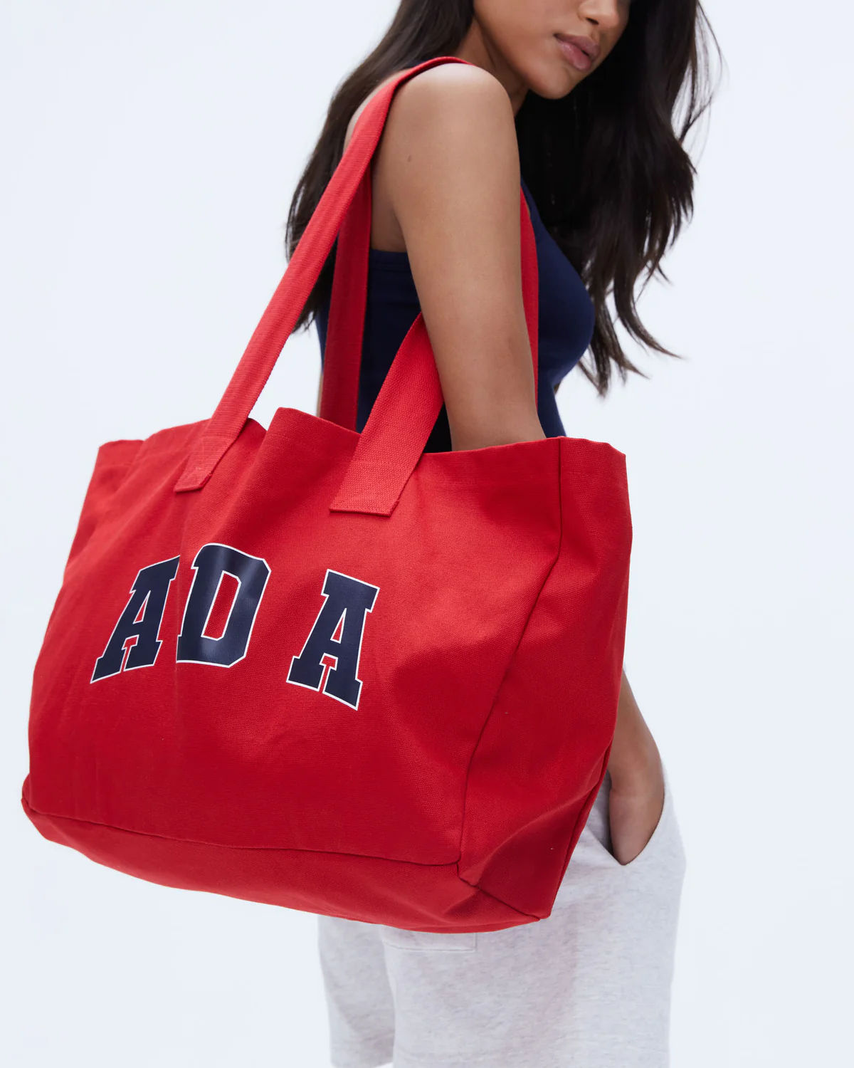 Branded Strap Tote Bag - Black/Cream